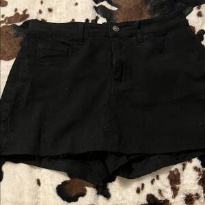 Black High-Rise Denim Shorts